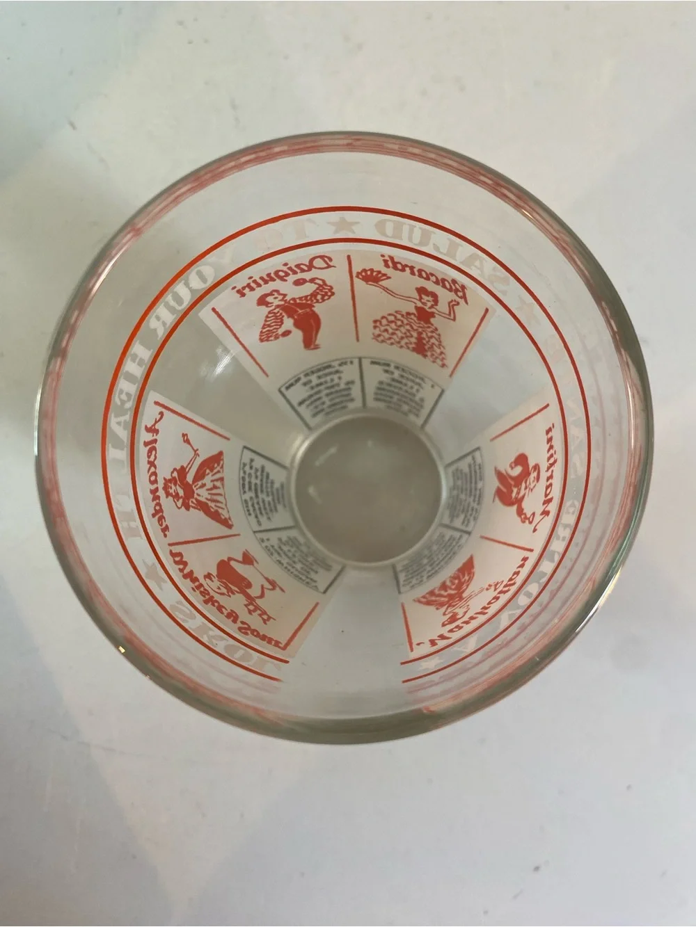 Vintage Mid-Century 'Salute to Your Health' Recipe Frosted Glass Cocktail Shaker